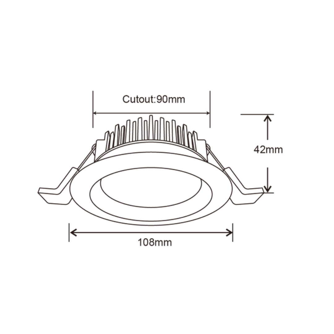 LC LED downlight DL110C 13W Tri-Colour Dimmable Aluminium LED Downlight 90mm cut out