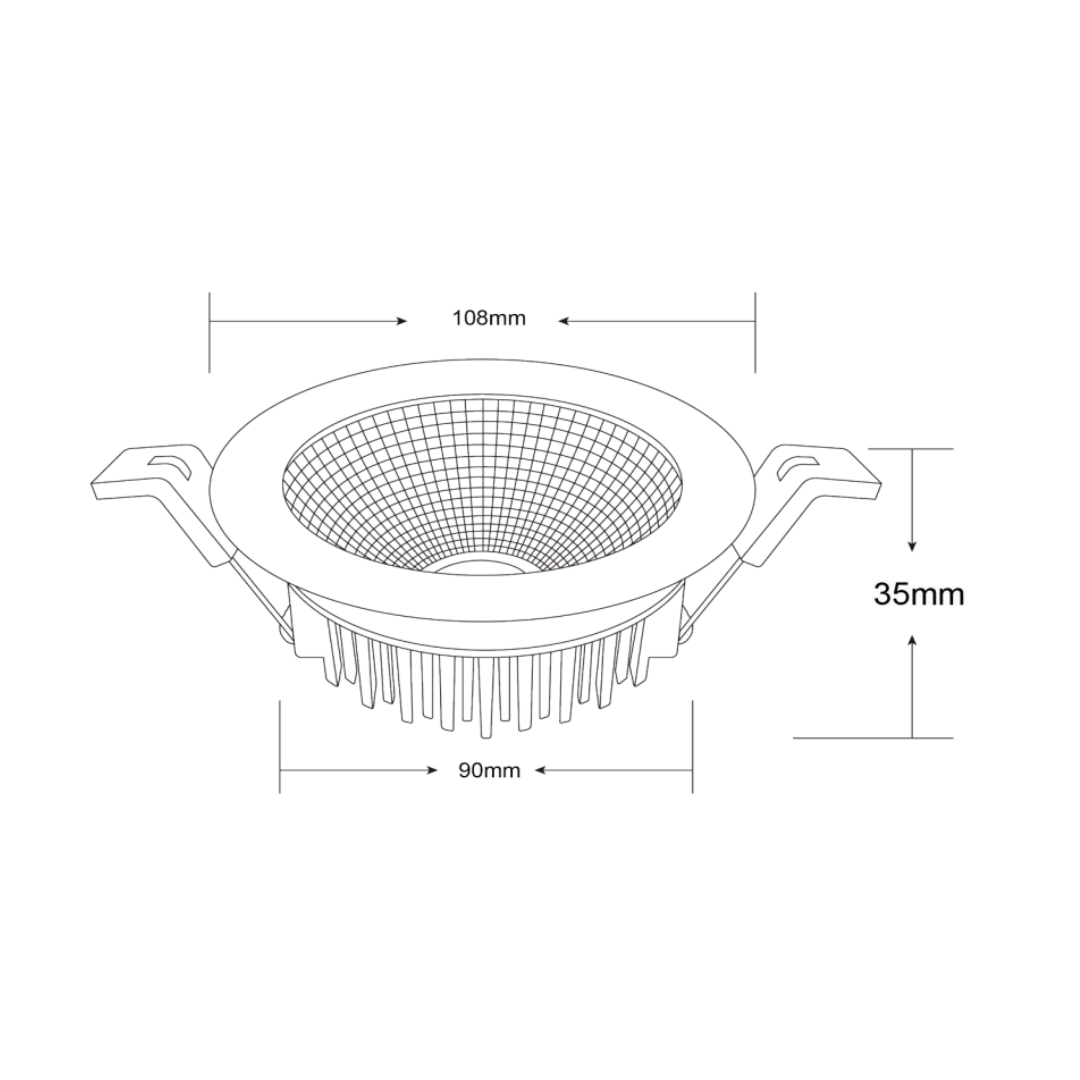 LC LED downlight INFINITE 205 13W COB Tri-Colour Dimmable Aluminium LED Downlight 90mm cut out DL205