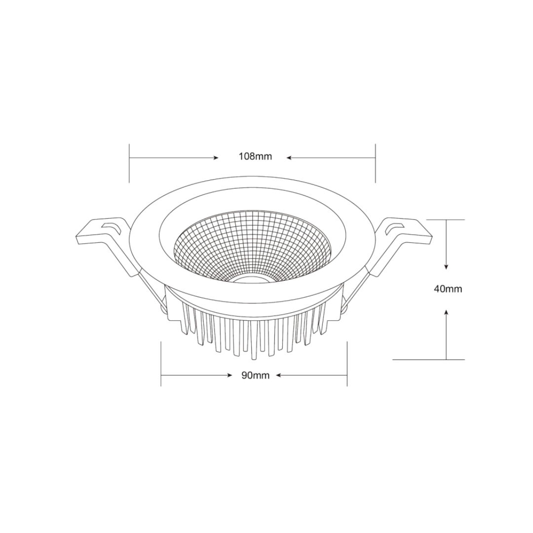 LC LED downlight INFINITE 206 13W COB Tri-Colour Dimmable Aluminium LED Downlight 90mm cut out DL206