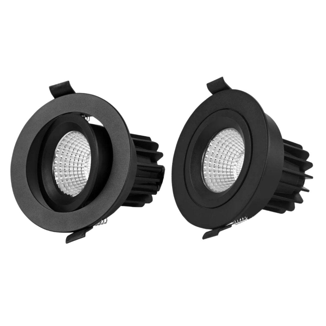 Green Earth Lighting Australia LED Downlight 13W Black Tri-Colour Dimmable COB Tiltable LED Downlight 90mm Cut Out EYREBL