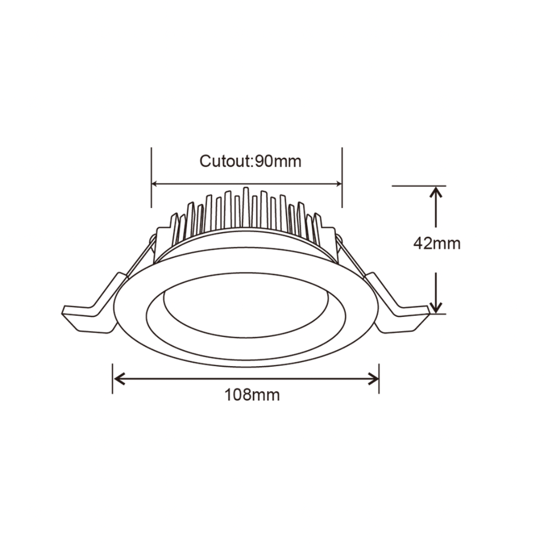 Qzao LED Downlight ULURU PRO 13W Tri-Colour Dimmable Aluminium LED Downlight 90mm cut out