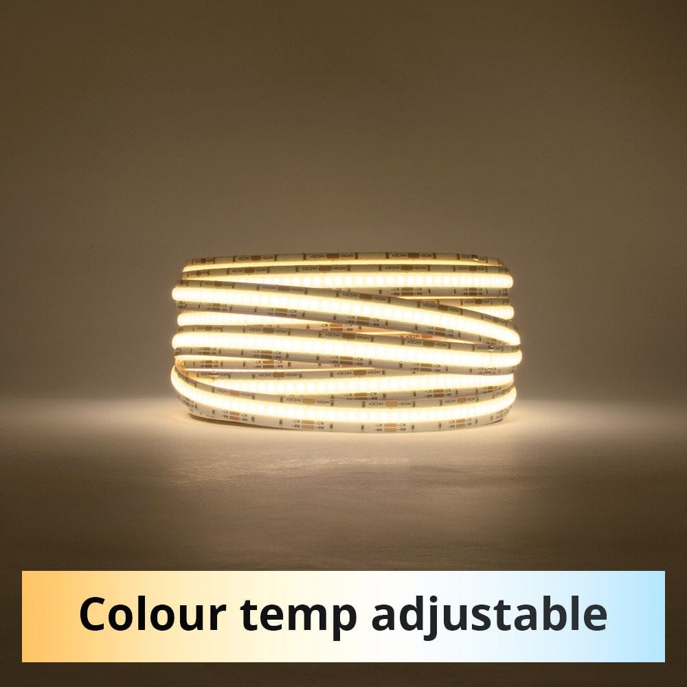 Green Earth Lighting Australia IP20 COB STRIP LIGHTING 24V | 24W/m DTW 2700K - 6500K | IP20 | COB Flexible LED Strip Light IP20WDTW