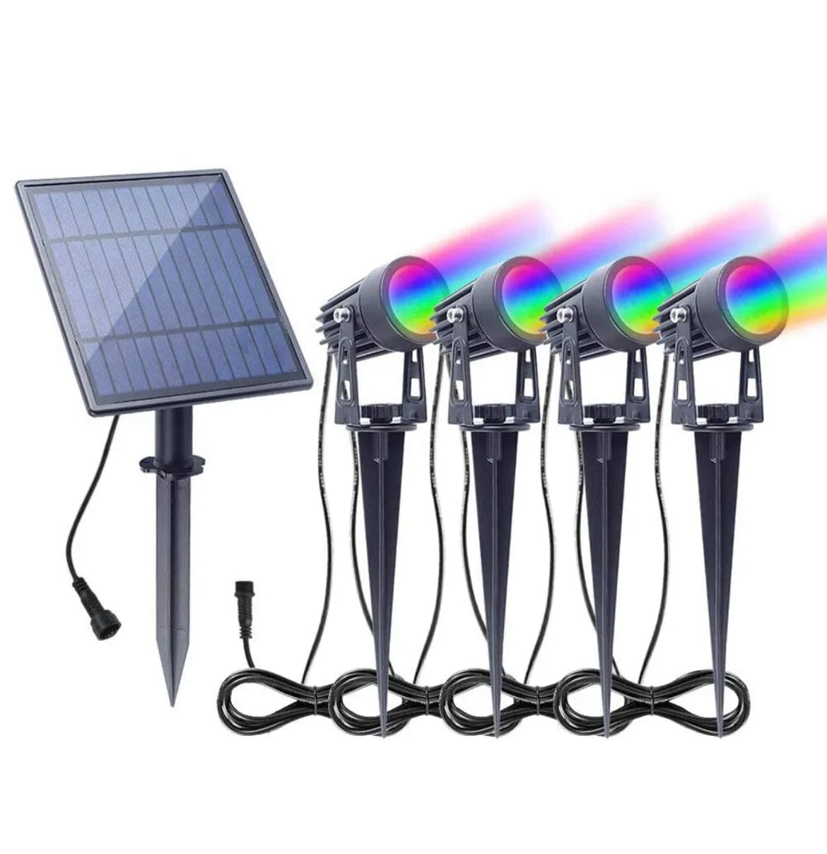 Green Earth Lighting Australia Garden Professional Grade DIY RGB 4 Piece Solar Garden Spike 4 in 1 Kit MONETRGB