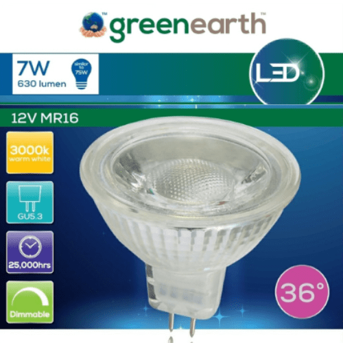 Green Earth Lighting Australia MR16 LED Globe Green Earth 7W Dimmable 12V MR16 LED Globe