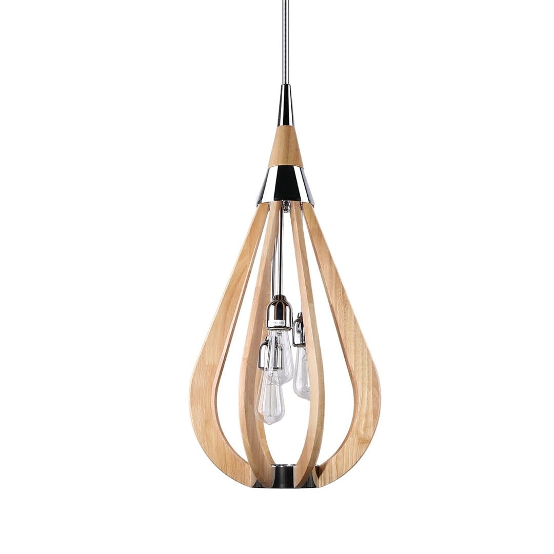 Green Earth Lighting Australia Pendant BONITO 3-Light Natural Timber Pendant Light with a tear drop shape BONITO7