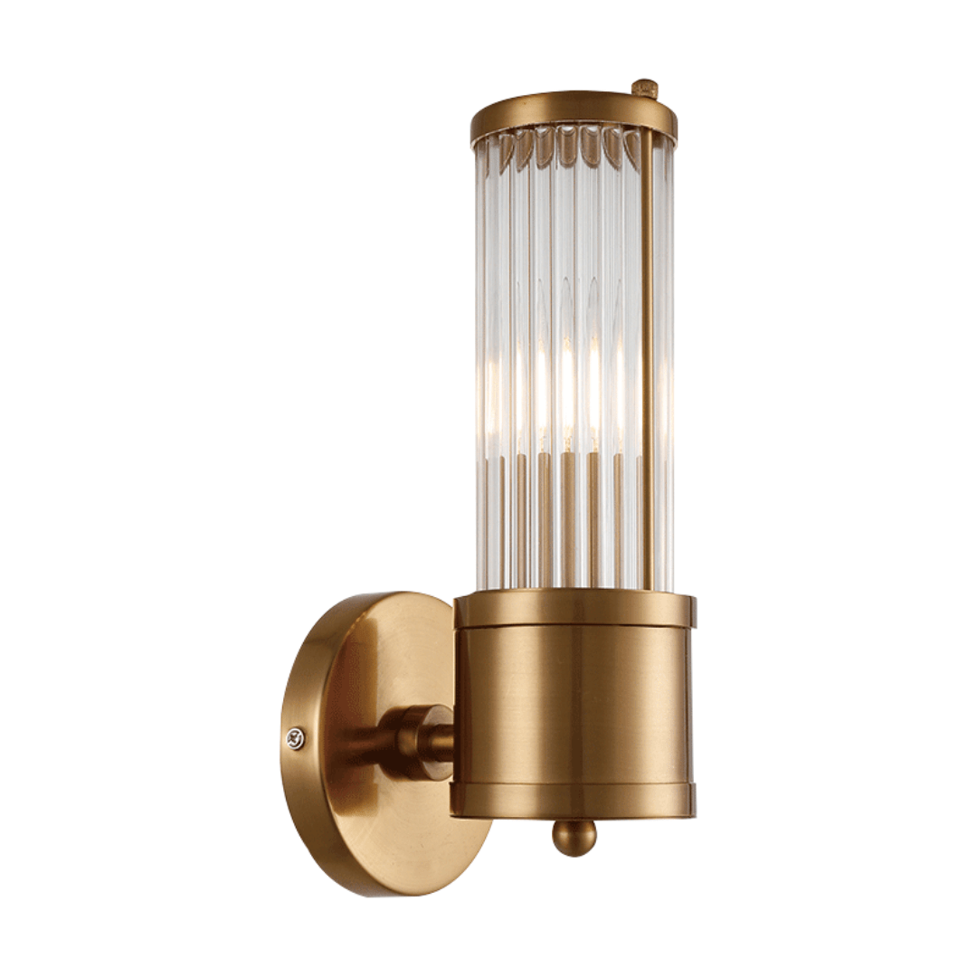 Green Earth Lighting Australia Wall Light Räfflad Ribbed Glass with Antique Brass Finish Wall Light QL16S