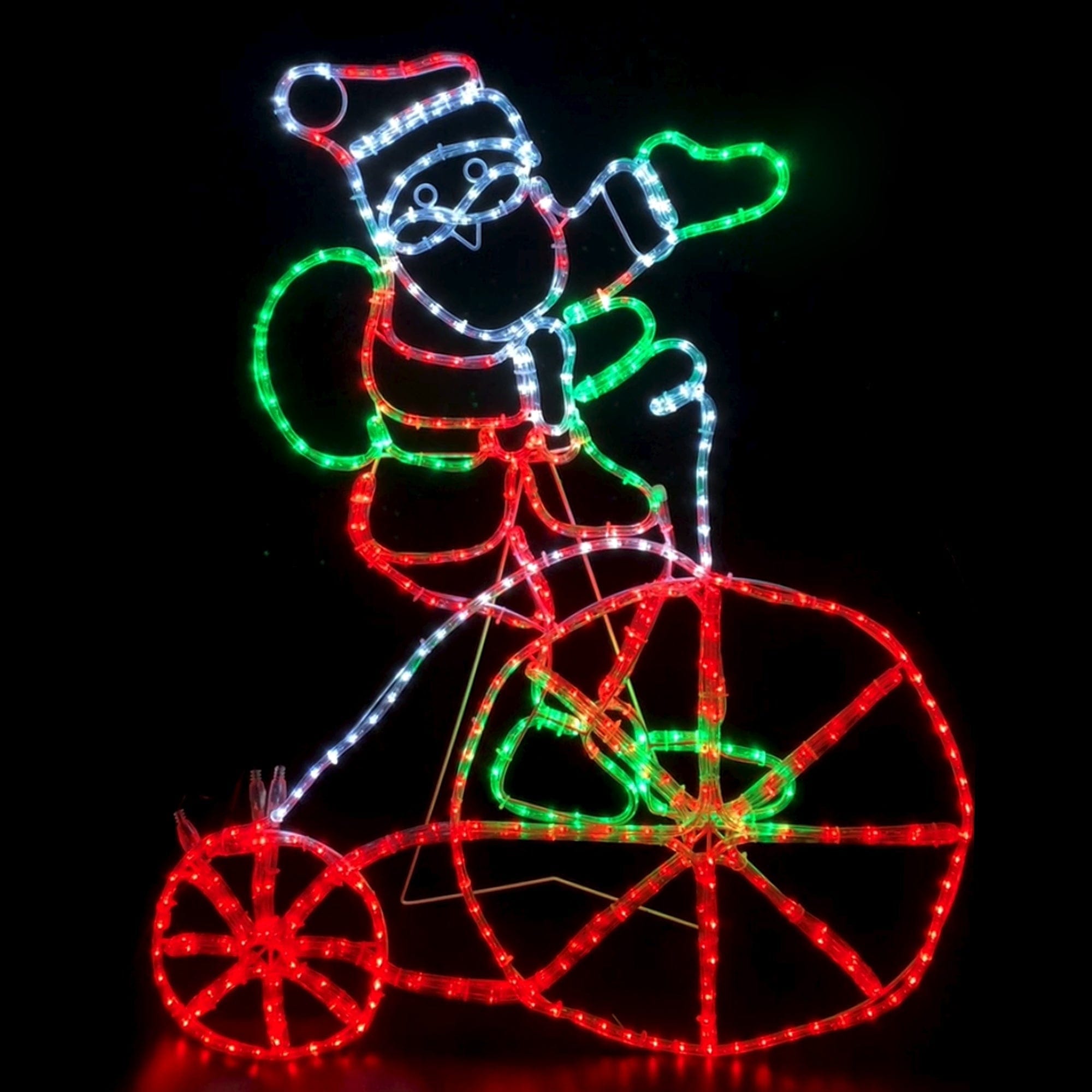 Lexi Lighting Christmas Figure 103cm LED Santa with Bike LL0013R015