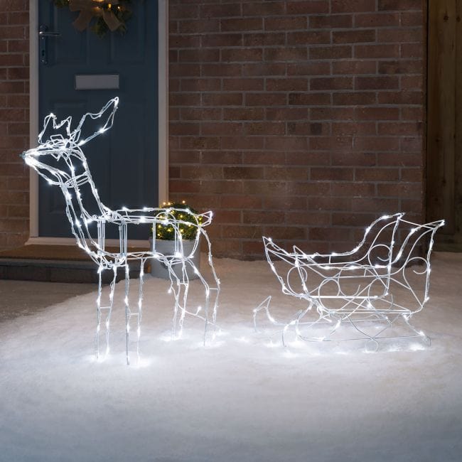 Lexi Lighting Christmas Figure Solar Dual colour LED Reindeer and Sleigh LLOUT05-P