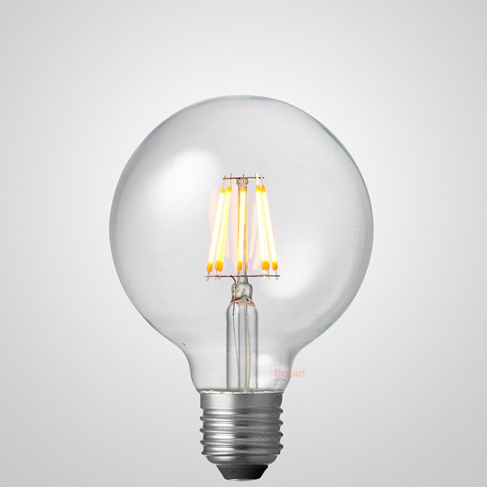 LiquidLEDs Lighting Globe Bulbs 6W 12-24 Volt DC/AC G95 Dimmable LED Bulb (E27) in Extra Warm White F627-G95-C-22K-12V