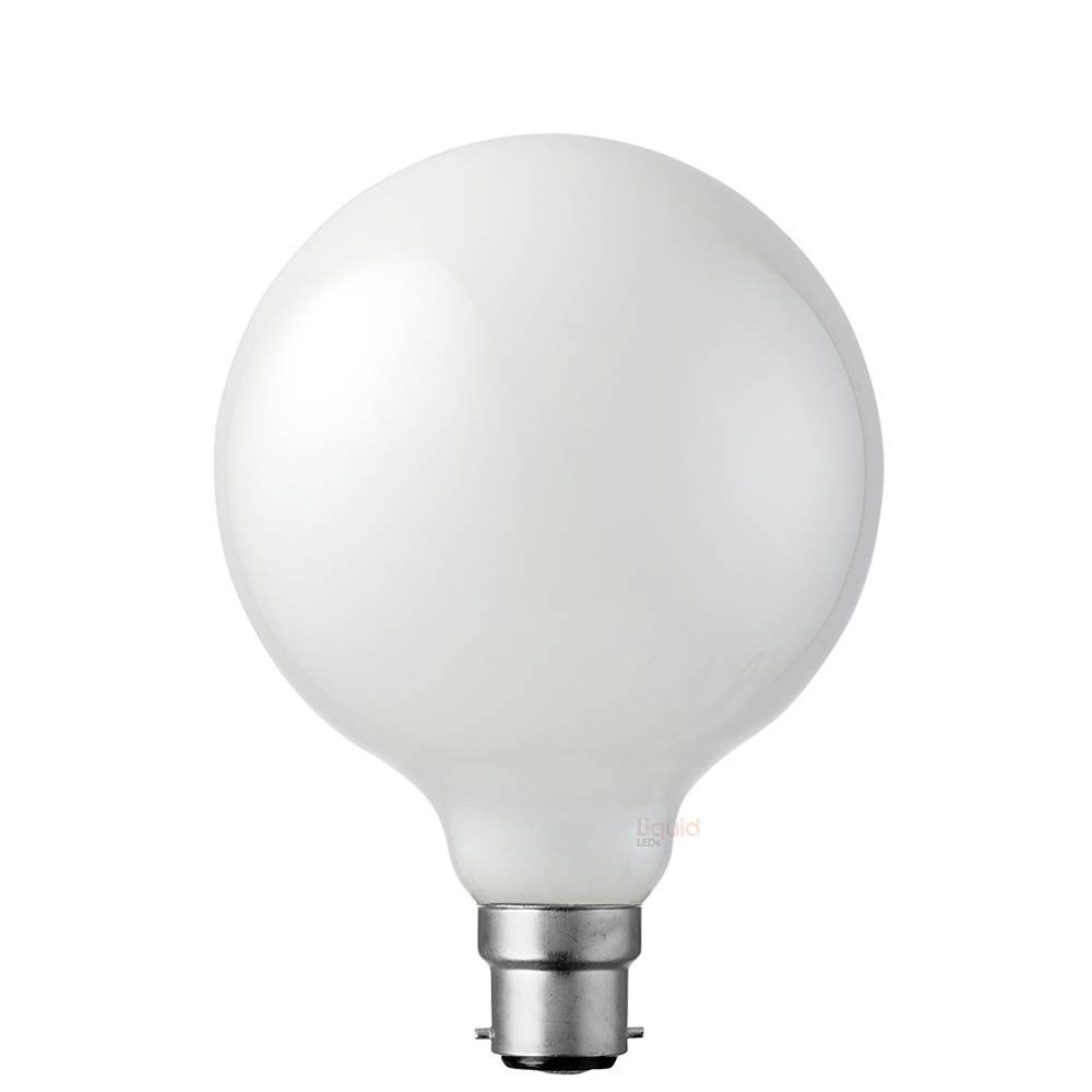 LiquidLEDs Lighting Globe Bulbs 8W G125 Opal Dimmable LED Light Globe (B22) in Warm White F822-G125-M-27K