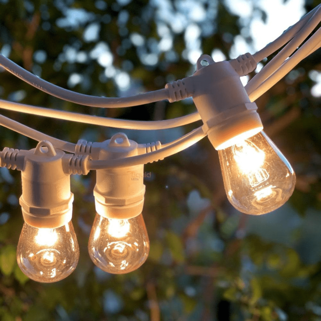 LiquidLEDs Outdoor 20 meter White IP65 Festoon Kit (Free Globes included) BF20W-E27-240V