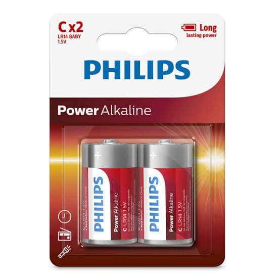 Philips Alkaline 12 Pack GENUINE Philips Long Life Alkaline C Cell Battery C2P/12