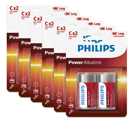 Philips Alkaline 12 Pack GENUINE Philips Long Life Alkaline C Cell Battery C2P/12