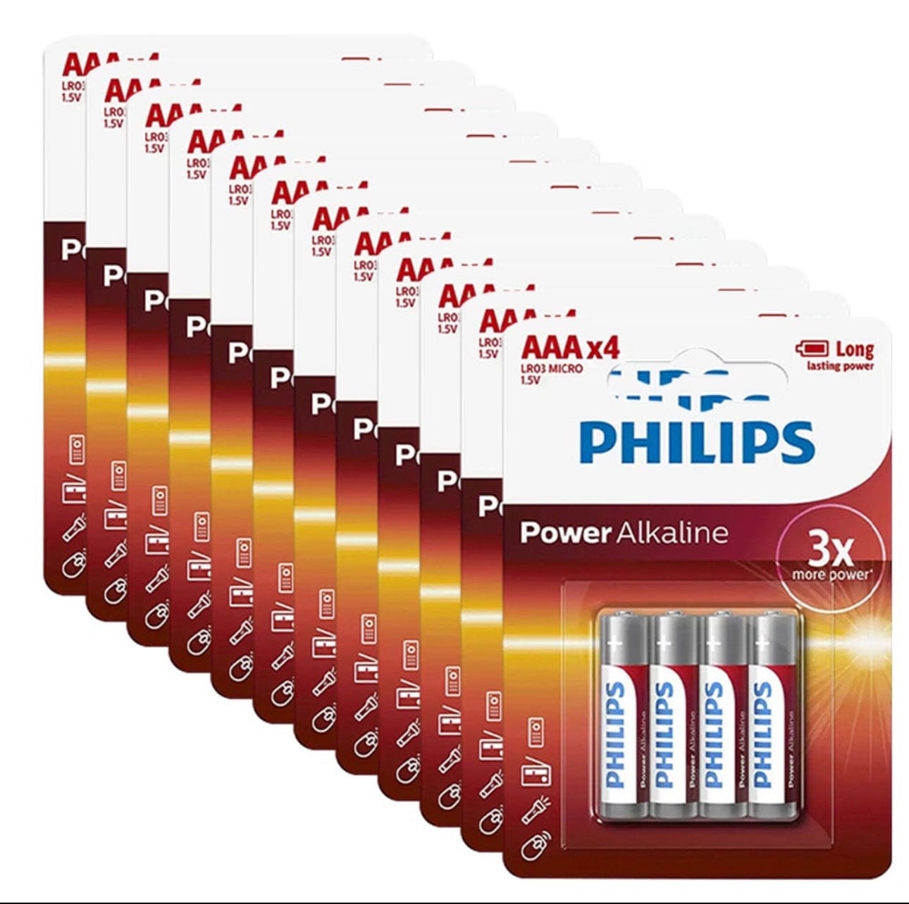 Philips Alkaline 48 Pack GENUINE Philips Long Life Alkaline AAA Battery AAA4P