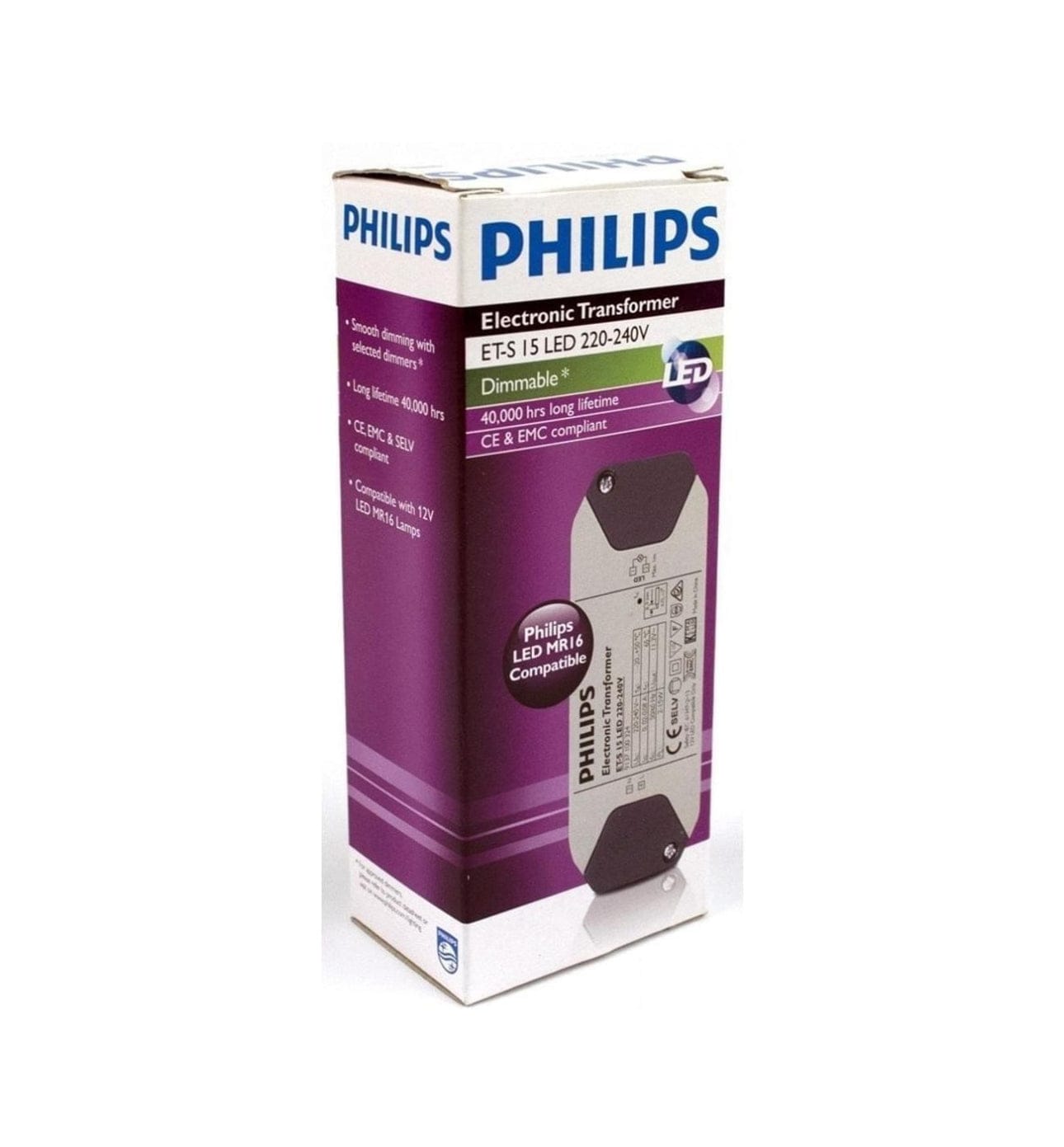 Philips Transformer Philips Dimmable Electronic Transformer for use with 12V MR16 LED (ET-S 15) ETS15