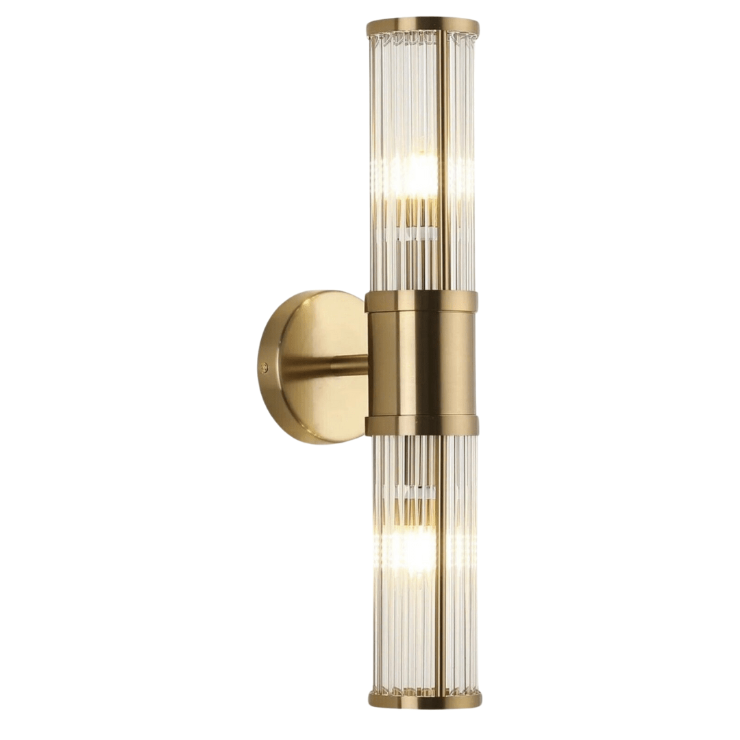 Qzao Wall Light MONTE CARLO Dual Ribbed Glass with Antique Brass Finish Wall Light MCQL16