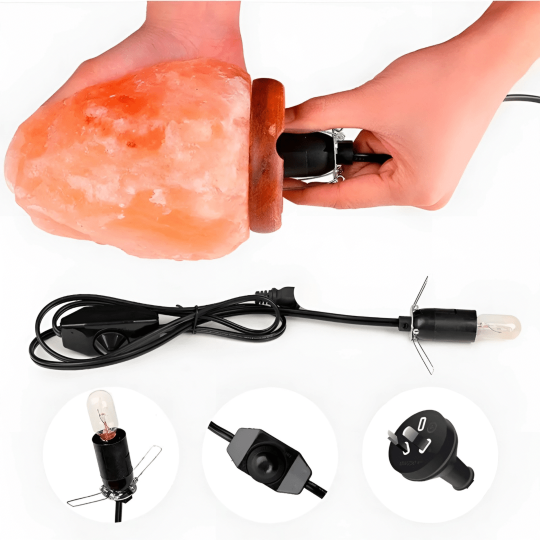 Green Earth Lighting Australia Home & Garden > Lighting > Night Lights & Ambient Lighting 1-2kg Himalayan Salt Lamp on Timber Base | Twin Value Pack N623X2