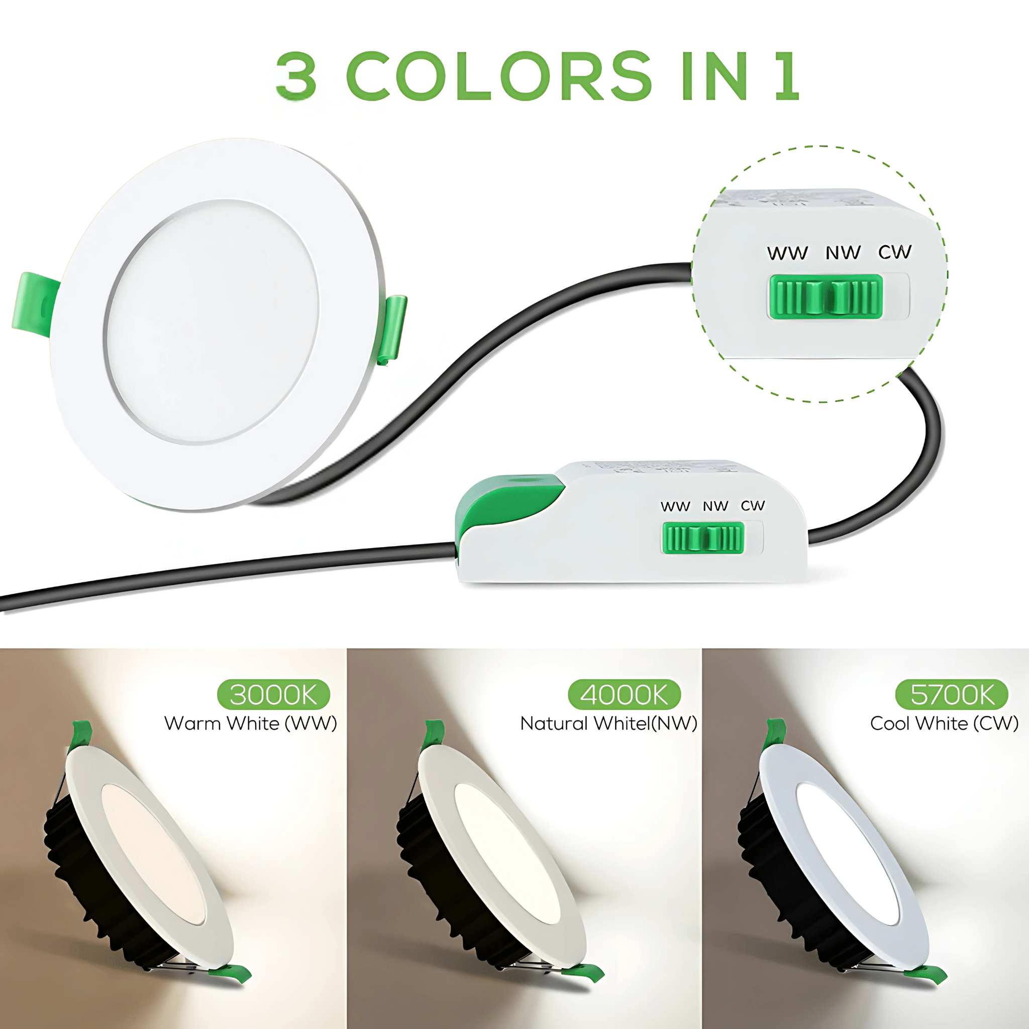 Green Earth Lighting Australia Home & Garden > Lighting Fixtures 10W Tri-Colour Dimmable LED Downlight | 70mm Cut Out | Uluru Mini ULURUMWH
