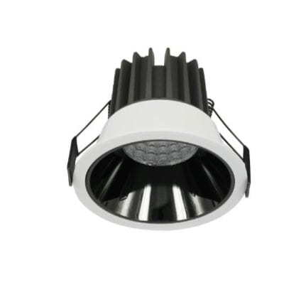 LC LED downlight White Fitting with Gloss Black Inner Ring INFINITE 212 12W Low Glare LED Downlight COB Cast Aluminium Dimmable 90mm cut out DL212WGB