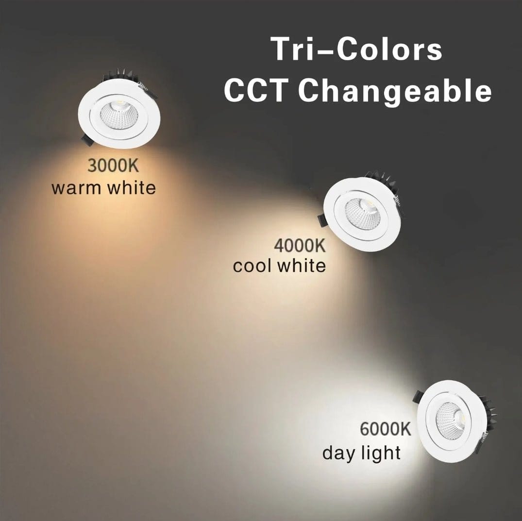 Green Earth Lighting Australia LED Downlight 13W Black Tri-Colour Dimmable COB Tiltable LED Downlight 90mm Cut Out EYREBL