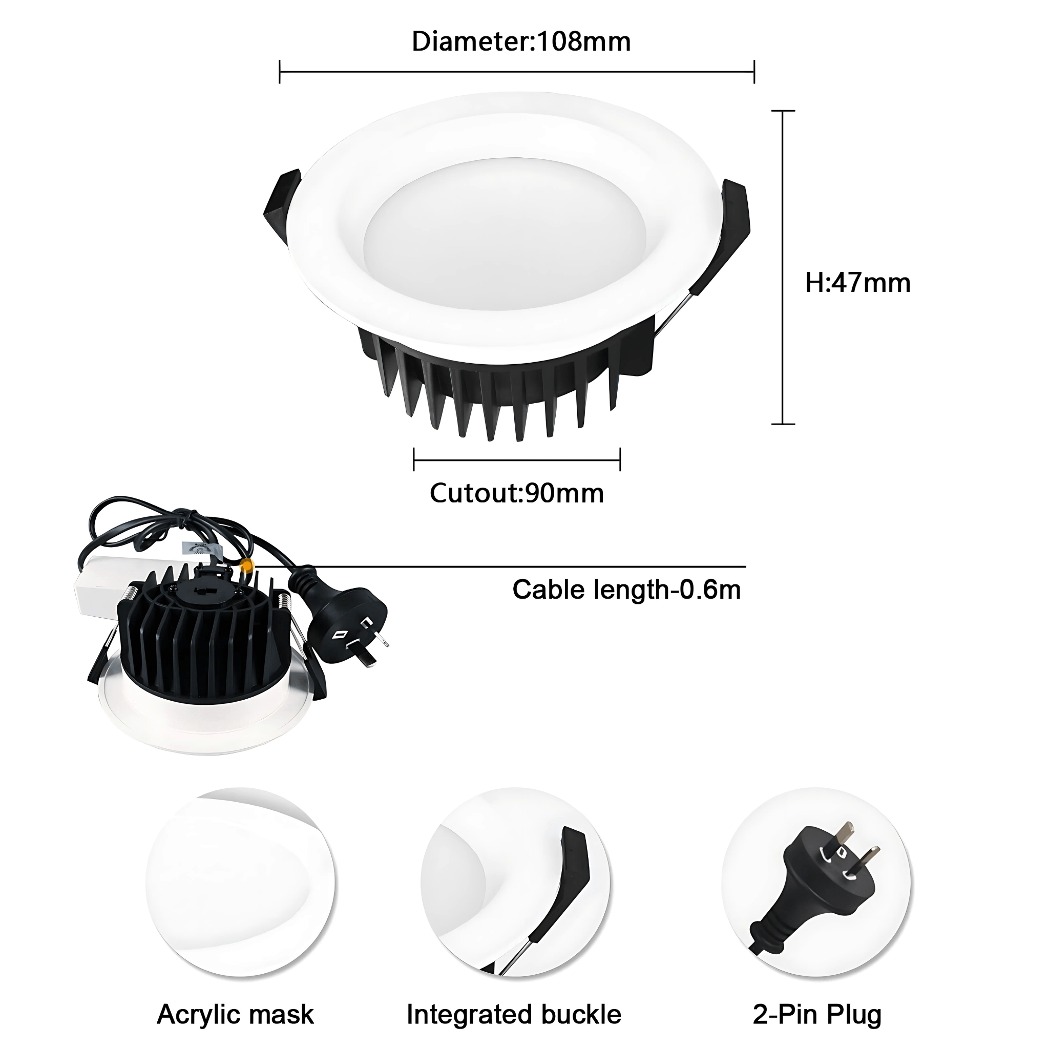 Green Earth Lighting Australia Home & Garden > Lighting 13W Tri-Colour Dimmable LED Downlight | 90mm Cut Out | Uluru FAA1180A/R/WH