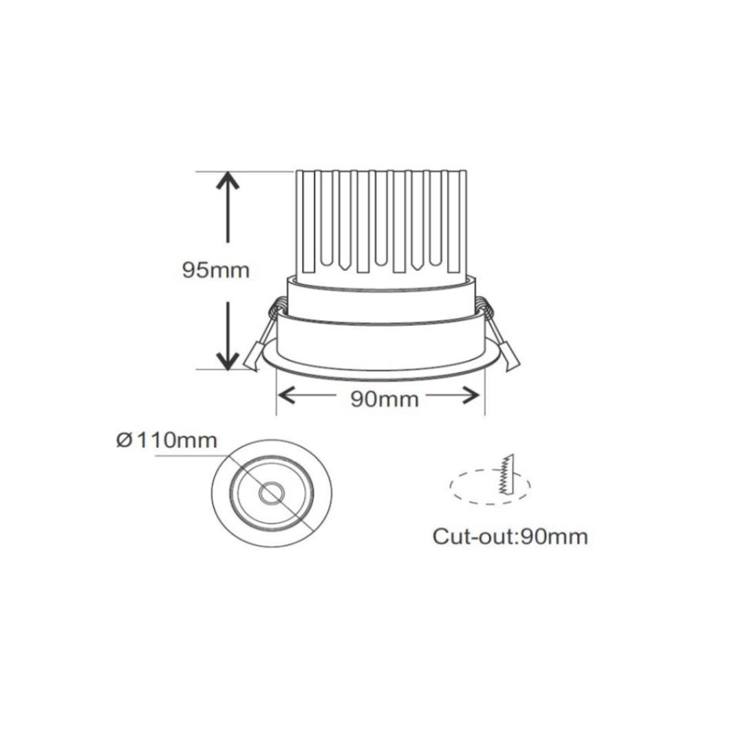 LC LED Downlight INFINITE 213 15W Tiltable Low Glare COB Aluminium LED Downlight 90mm cut out DL213W
