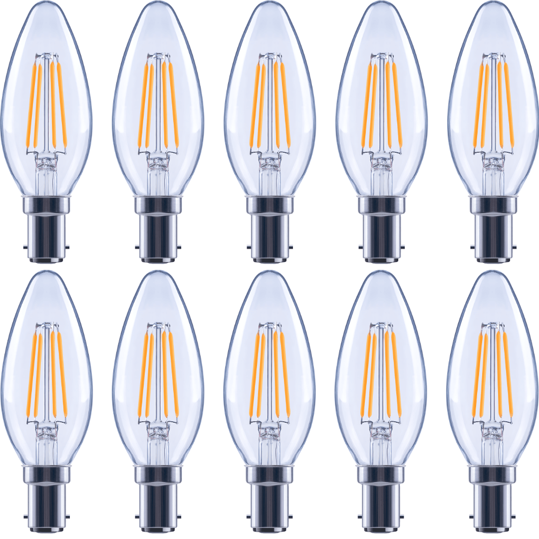 Green Earth Lighting Australia GLOBES 10 Pack 4.2W 470lm B15 Warm White Clear Dimmable LED Candle 65924/10P