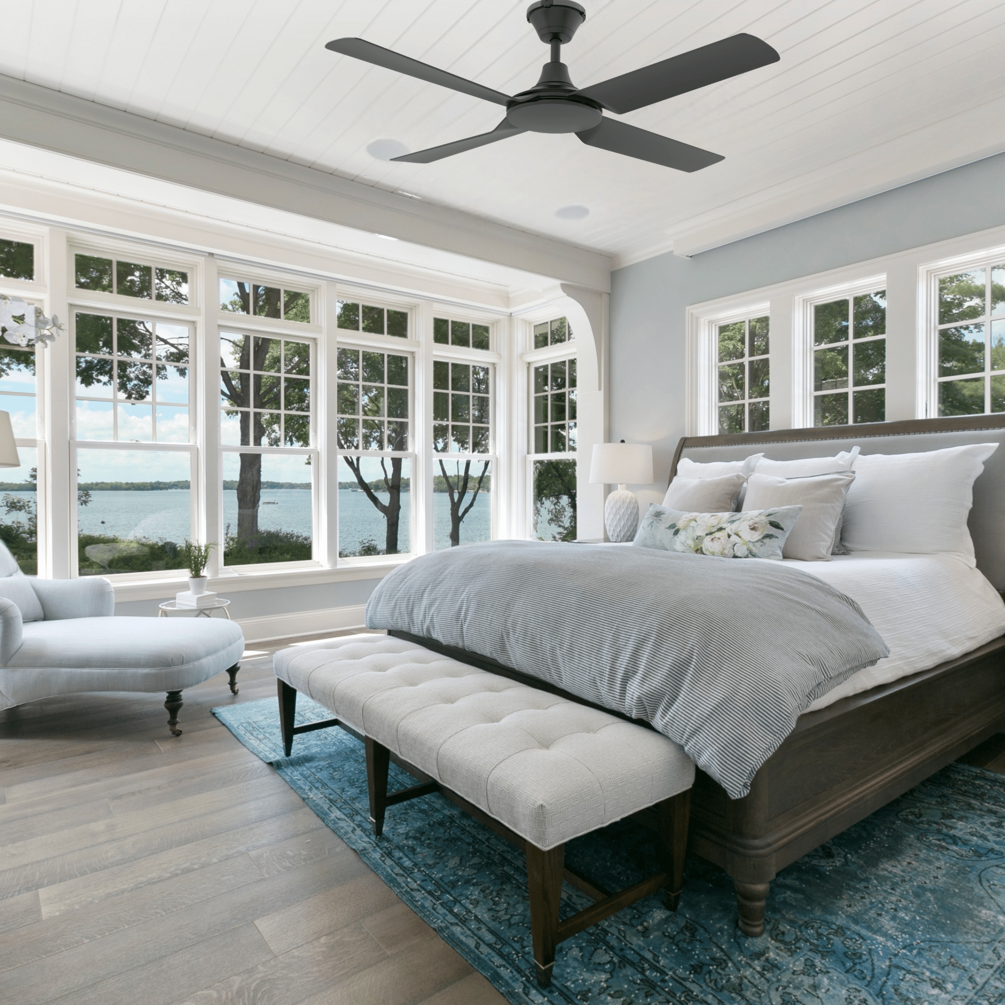 Green Earth Lighting Australia Ceiling Fan FRESCO IP66 52" Black DC Ceiling Fan with Remote 60080