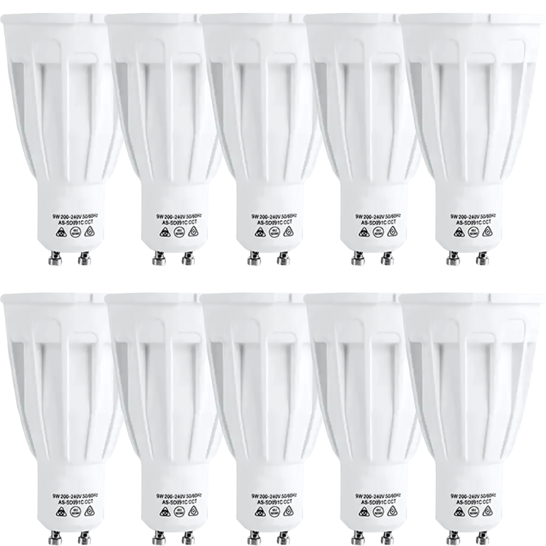 Green Earth Lighting Australia GU10 10 Pack 9W GU10 Non Dimmable Tri-Colour LED Light Bulb AS-SD091C-10P