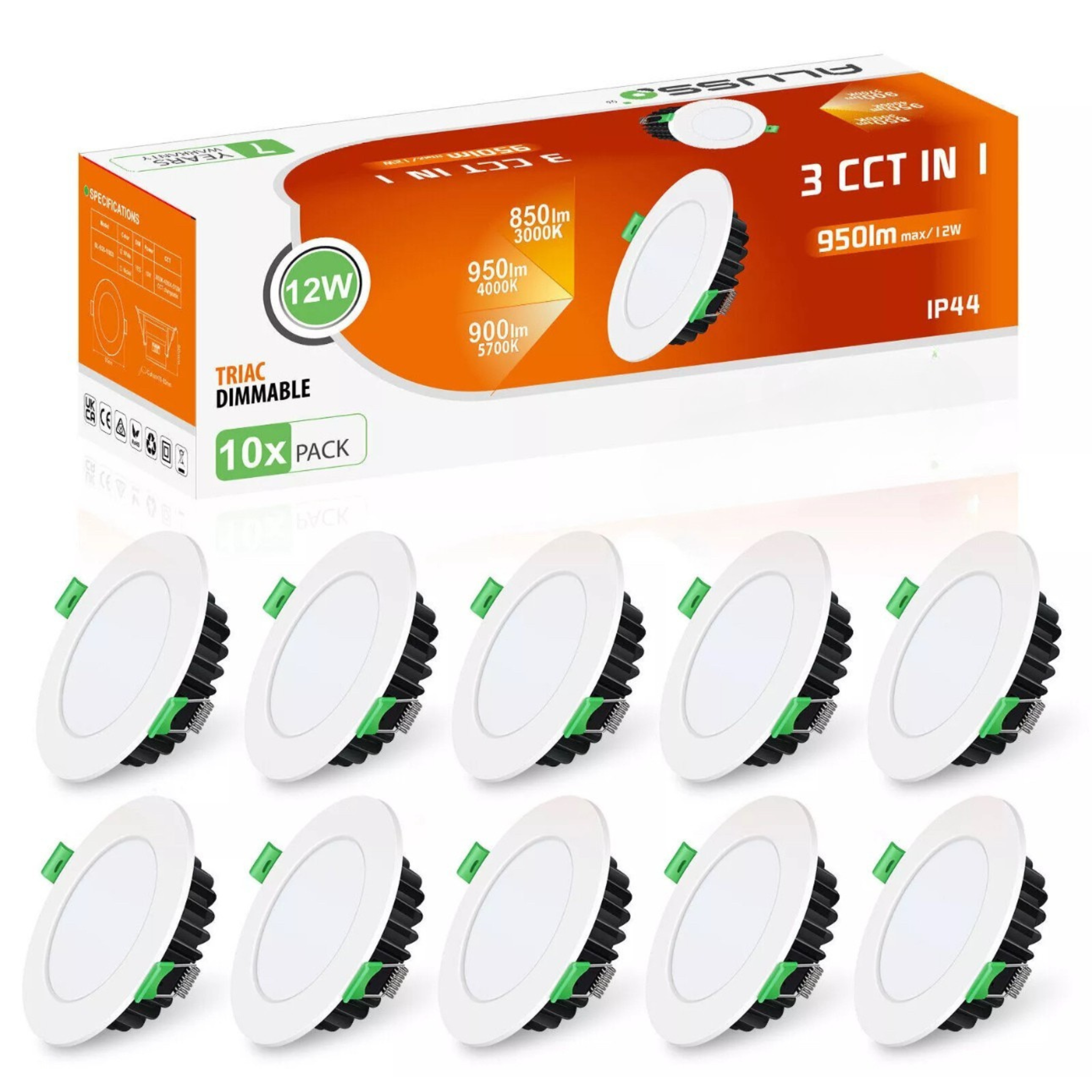 12W Tri-Colour Dimmable LED Downlight | 90mm Cut Out | Matilda Trade Pack 10