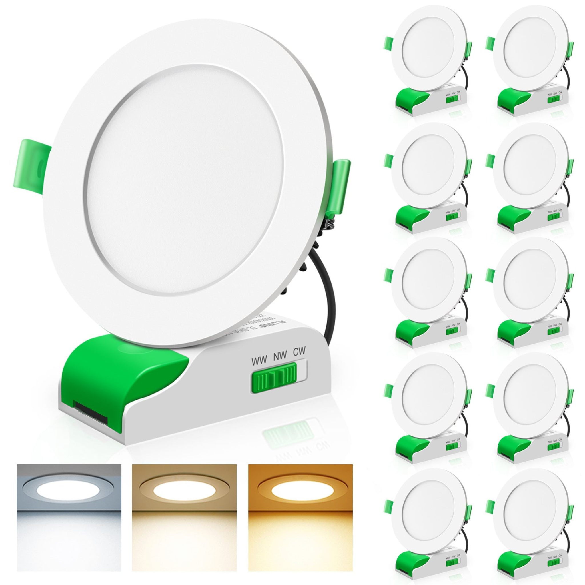 12W Tri-Colour Dimmable LED Downlight | 90mm Cut Out | Matilda Trade Pack 10