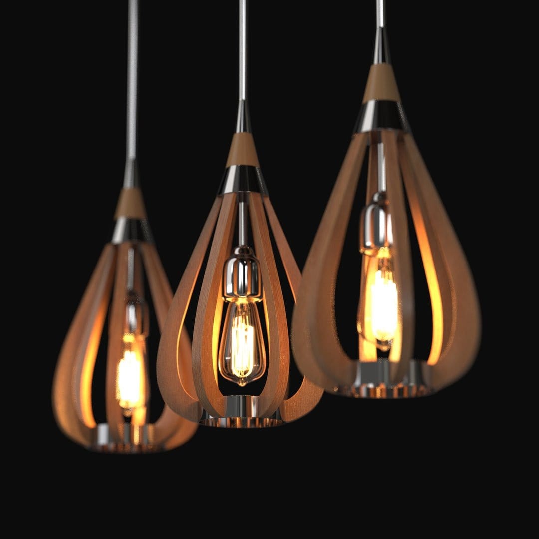 Green Earth Lighting Australia Pendant BONITO 1-Light Dark Brown Timber Pendant Light with a tear drop shape