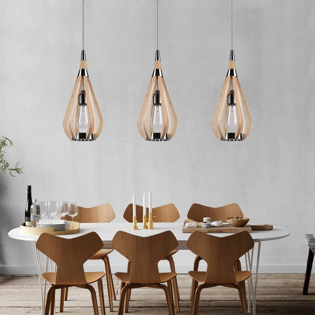 Green Earth Lighting Australia Pendant BONITO 1-Light Natural Timber Pendant Light with a tear drop shape