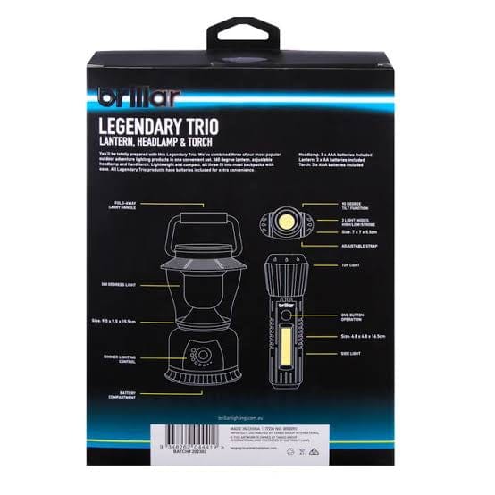 Brillar Camping Torch Legendary Trio Lantern,Headlamp & Torch
