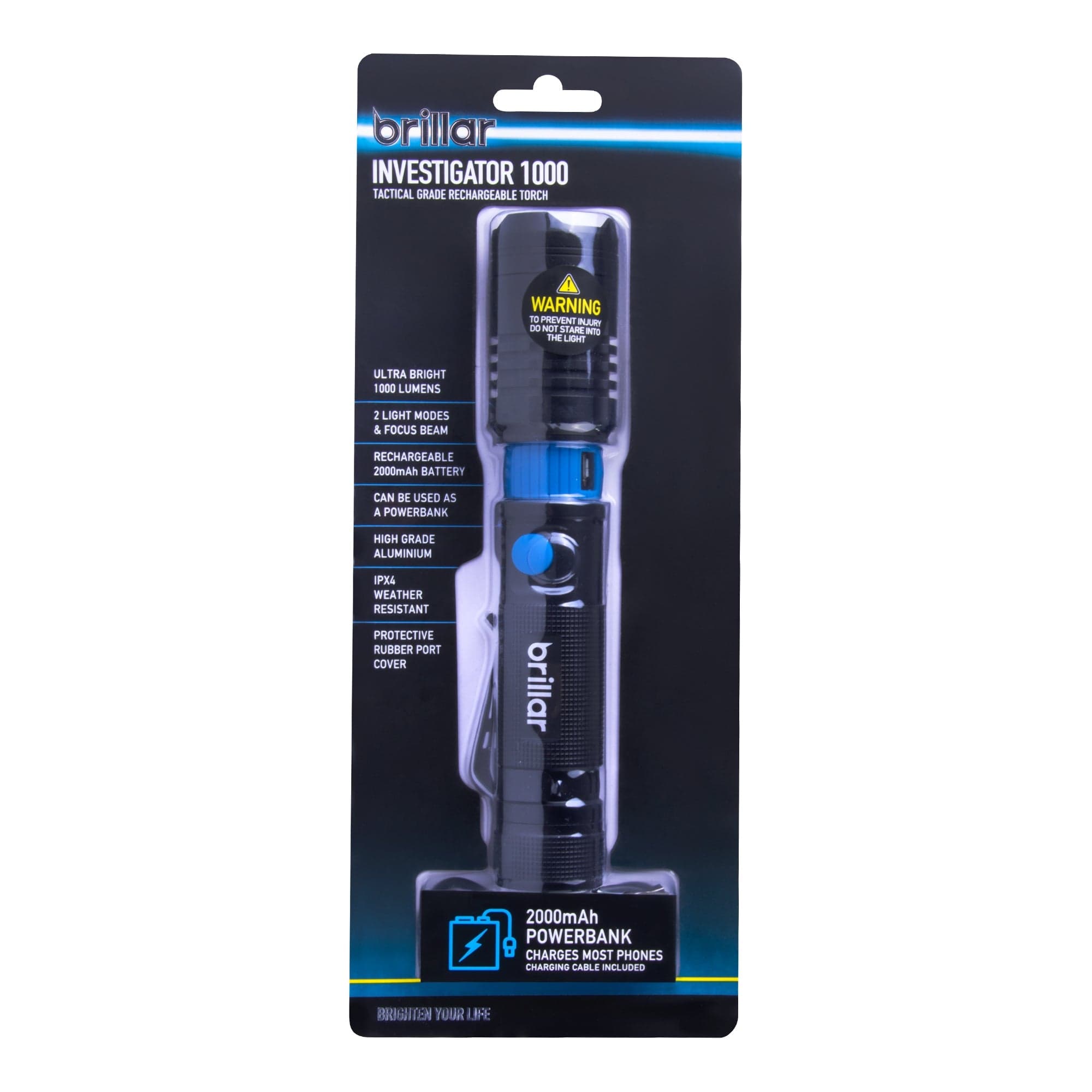 Brillar Electrical Investigator - 1000 Lumen USB Rechargeable Torch BR0079
