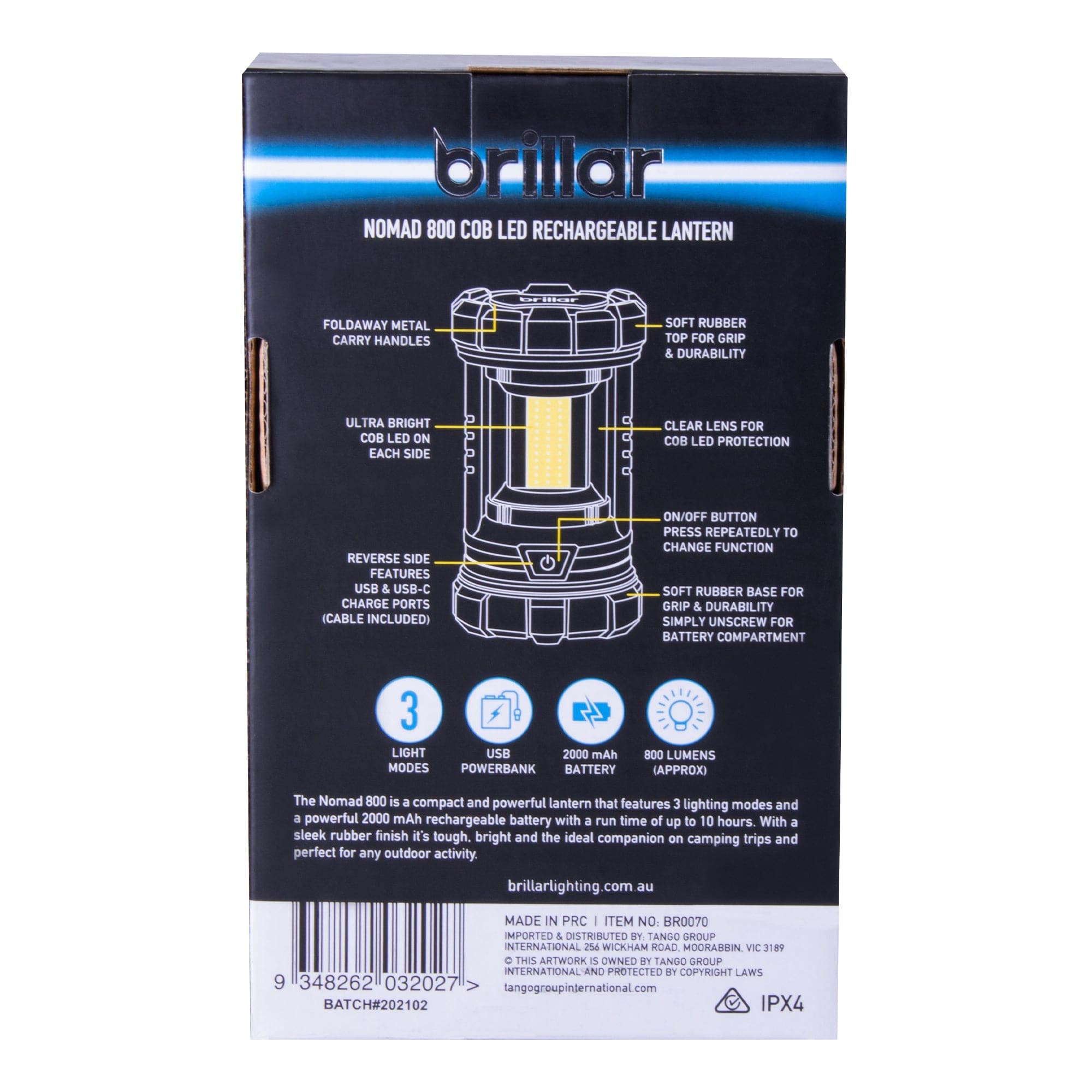 Brillar Electrical Nomad - 800 Lumen Rechargeable Lantern BR0070