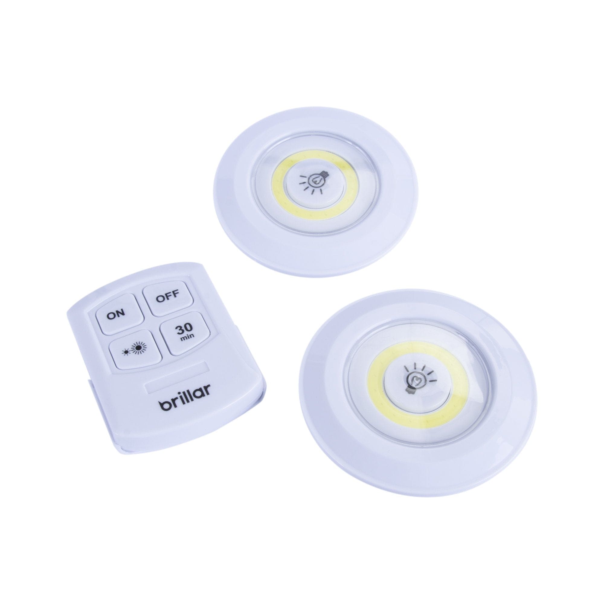 Brillar Electrical Remote Controlled Multifunction Puck Lights 2pk BR0018