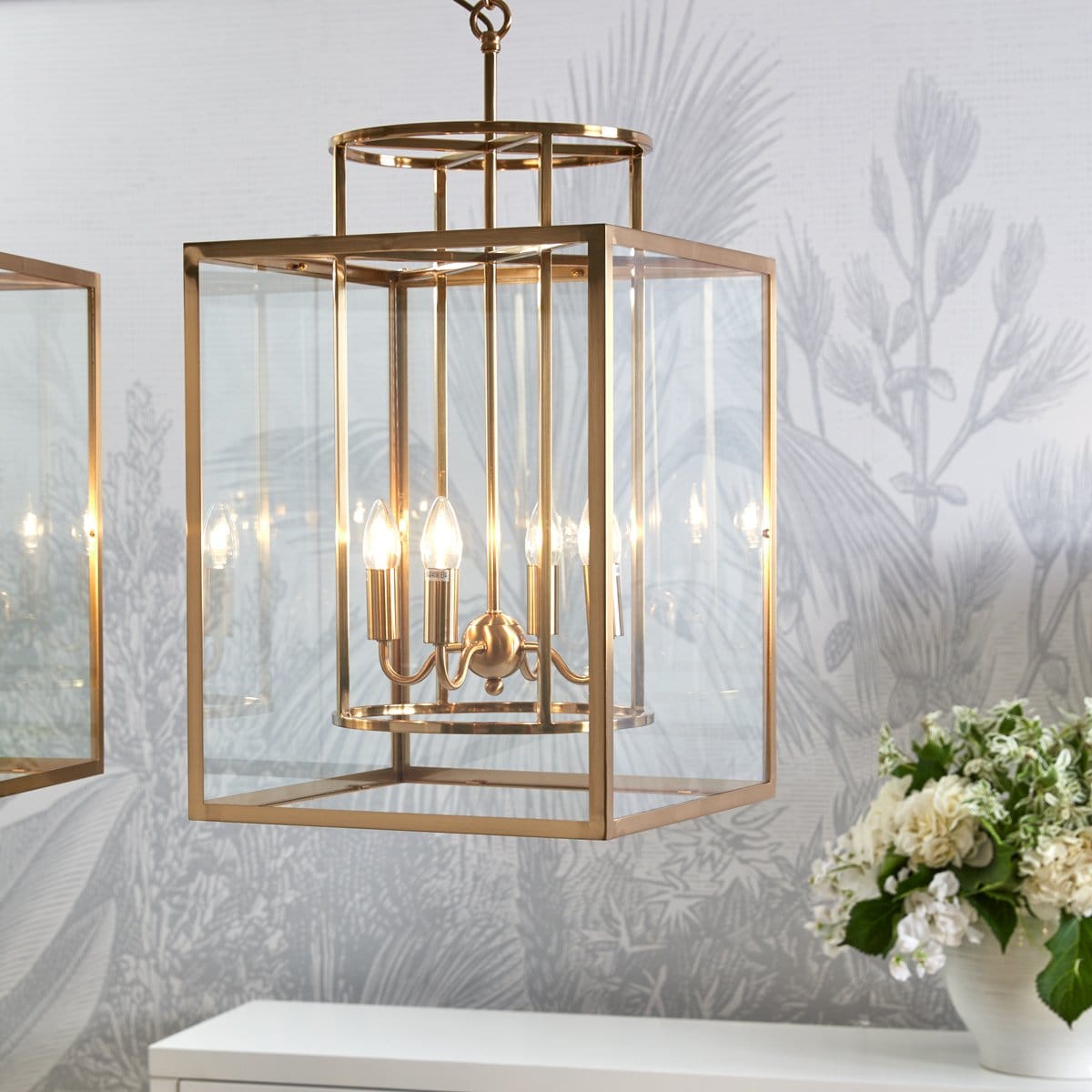 CAFE Lighting & Living Chandeliers CONCORD LARGE Brass Glass Pendant 20712