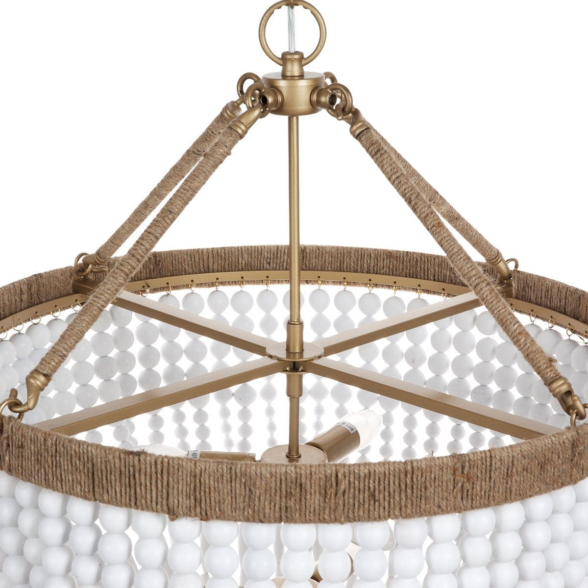 CAFE Lighting & Living Chandeliers MALABAR LARGE Natural/White Beaded Pendant 20726