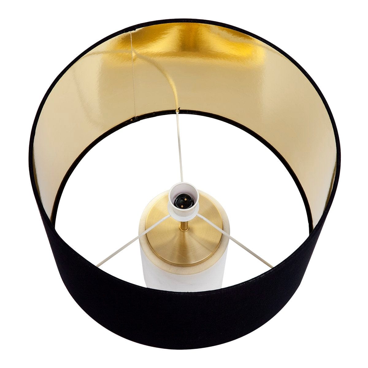 CAFE LIGHTING & LIVING Table Lamp Paola Marble Table Lamp - White w Black Shade B11554