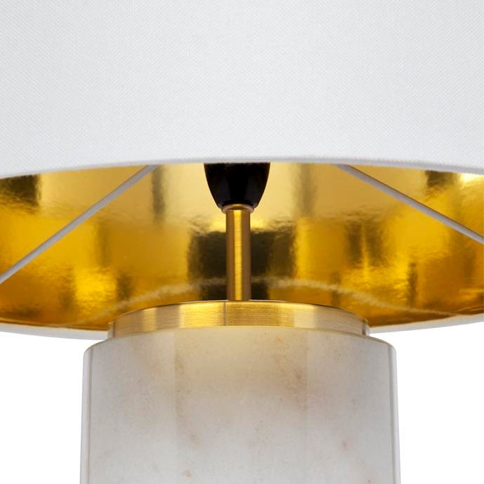 CAFE LIGHTING & LIVING Table Lamp Paola Marble Table Lamp - White w White Shade B12271