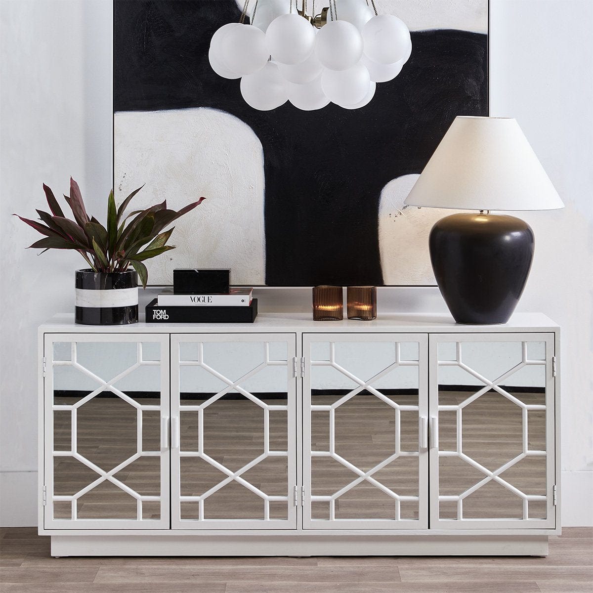 CAFE LIGHTING & LIVING Table Lamp Picasso Table Lamp - Black w White Shade B13286
