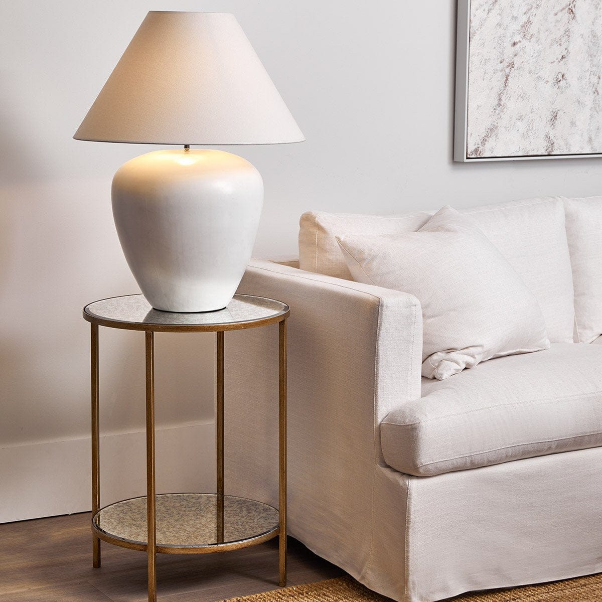 CAFE LIGHTING & LIVING Table Lamp Picasso Table Lamp - White w White Shade B13285