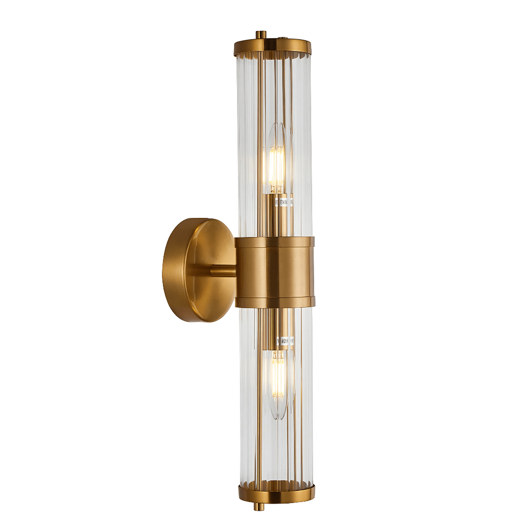 Green Earth Lighting Australia Home & Garden > Lighting Fixtures Räfflad Brass 2 Light Ribbed Glass Wall Light TIEMPO1