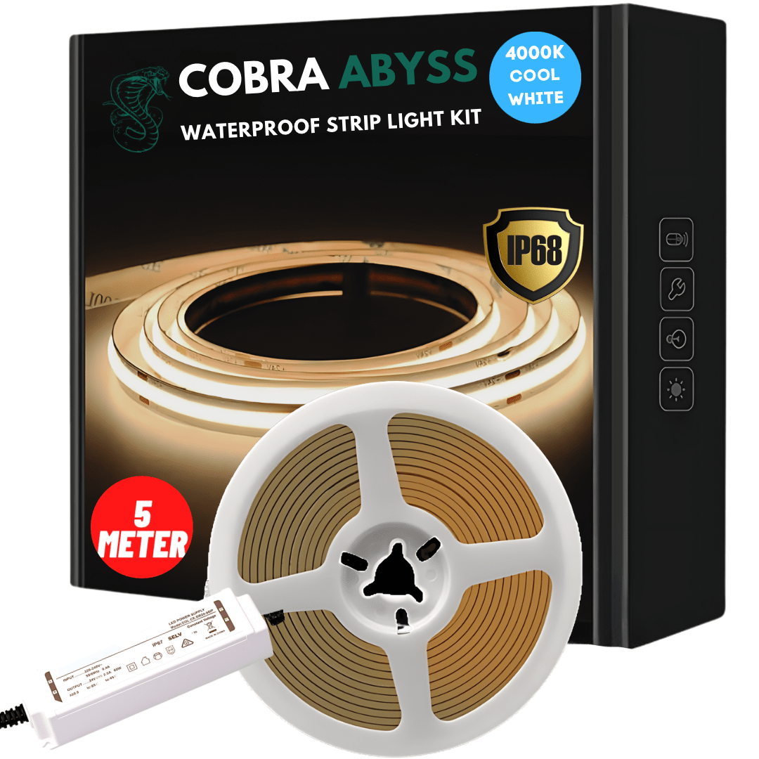 Green Earth Lighting Australia Hybrid Neon Flex 5 meter 50W DIY Strip Kit 10W/m IP68 COB Pro Abyss LED Strip Light - 4000K COBRAABYSSKIT3K