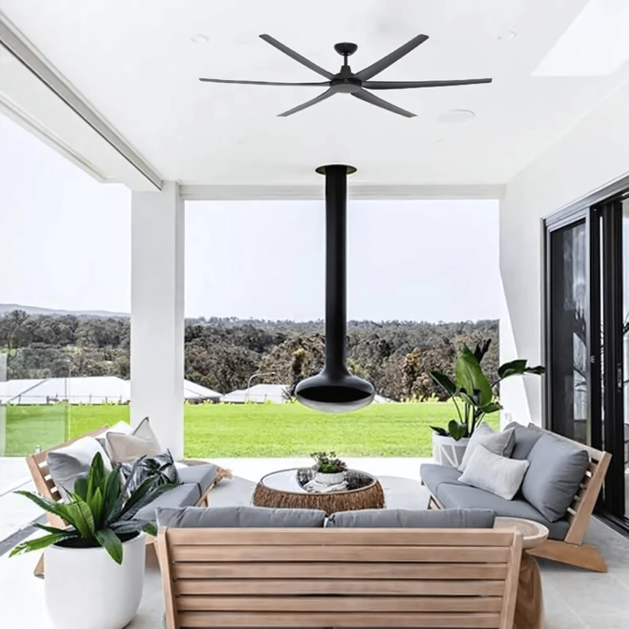 Green Earth Lighting Australia Ceiling Fan GLIDE 80" Black DC Ceiling Fan with Remote & WiFi Smart Control 60157 + CFA-SW/M