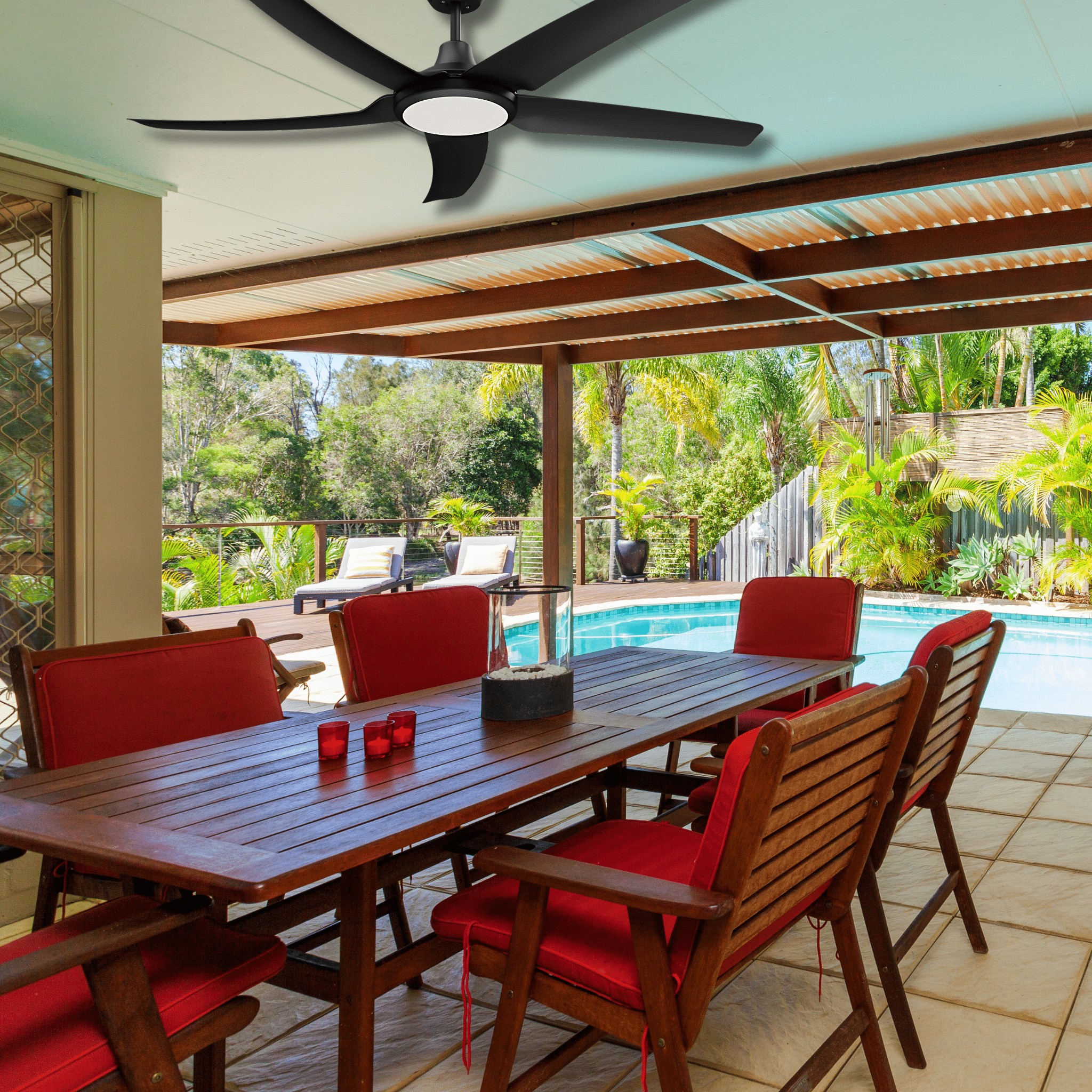 Green Earth Lighting Australia Ceiling Fan HOVER 56" Black DC Ceiling Fan with Remote & CCT LED Light 60070