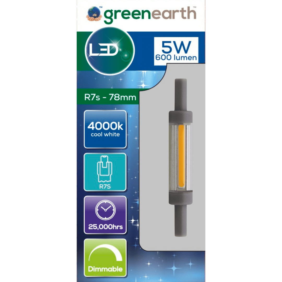 Green Earth LED Globes 5W 600lm R7s 78mm 3000K R7S2