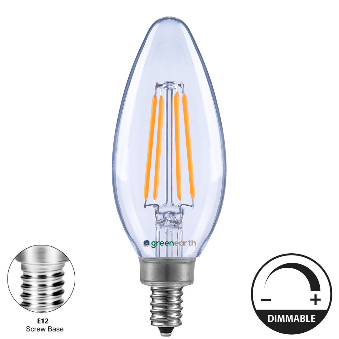 Green Earth Lighting Australia Candle Bulbs 4W Clear LED Filament Dimmable Candle - E12