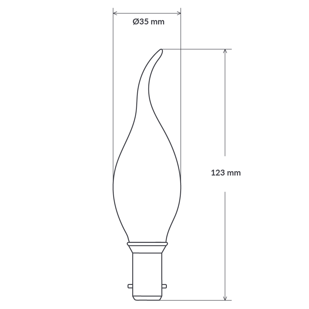 Green Earth Lighting Australia Candle Bulbs 4W Flame Tip Candle Dimmable LED Bulb (B15) Clear in Warm White F415-C35T-C-27K